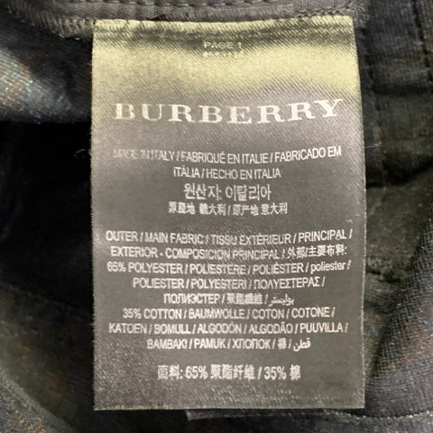 BURBERRY Size 32 Navy Brown Tapestry Polyester Cotton Tapered Slim Jeans
