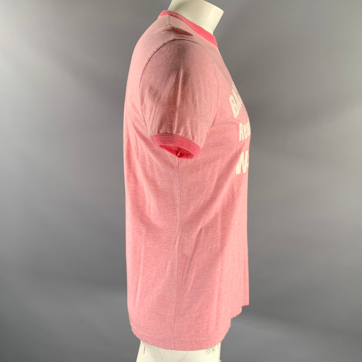 DSQUARED2 Size XL Pink Heather Cotton Ringer T-shirt