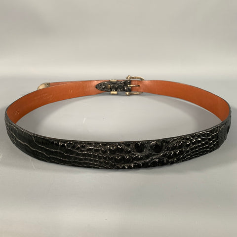 SADDLEBACK LEATHER CO. Size 42 Black Crackled Alligator Leather Belt