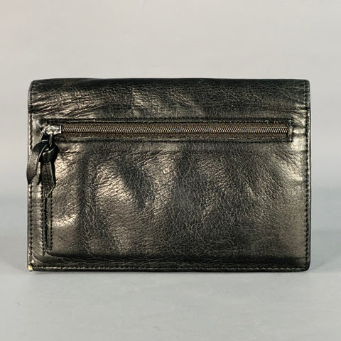 DONNA KARAN Black Gold Leather Wallet