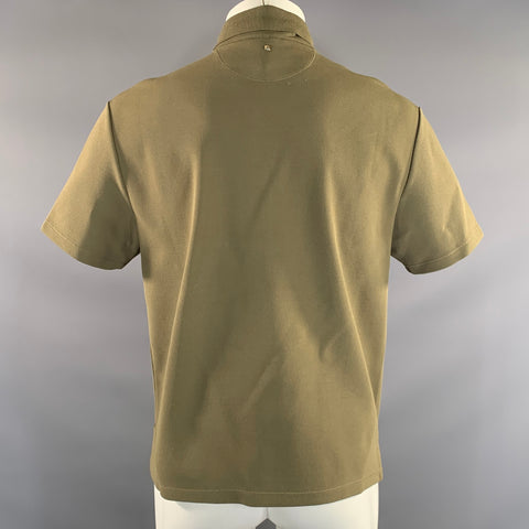 VALENTINO SS2021 Size S Green Olive Viscose Polyester Pointed Collar Polo