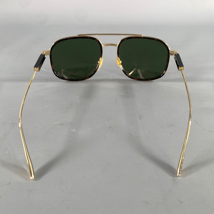 GUCCI Size One Size Gold Brown & Black Tortoise Metallic Sunglasses