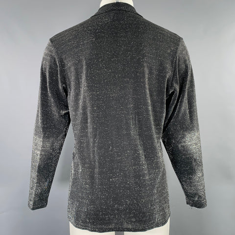 CRAIG SIGNER Size M Black Silver Metallic Polyamide Button Up Long Sleeve Shirt
