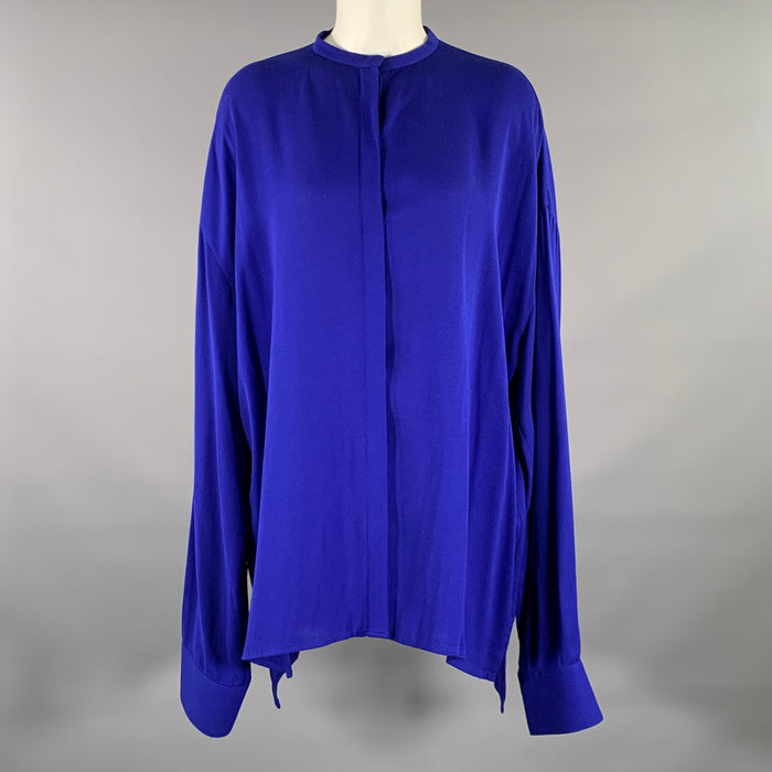 HAIDER ACKERMANN Taille S Chemise bleue en viscose à col Nehru