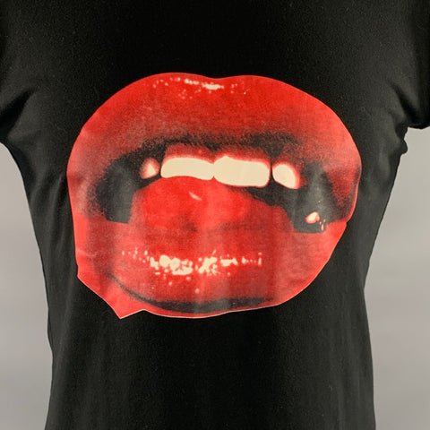 VIVIENNE WESTWOOD FW1987 Size S Black Red Graphic Cotton Crew Neck T Shirt
