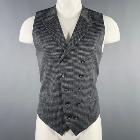 DOLCE & GABBANA Size 40 Grey Dots Cotton Blend Double Breasted Vest