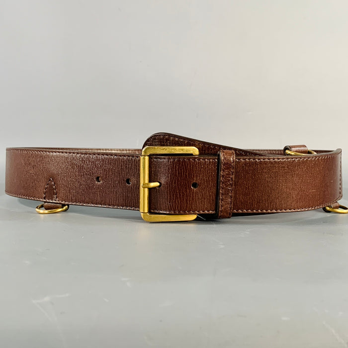 BURBERRY Size 38 Brown Gold Leather Loops Belt