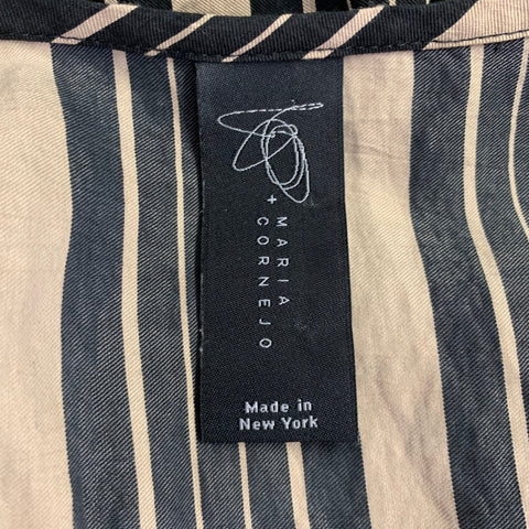 MARIA CORNEJO Size XS Black Beige Viscose Blend Stripe Tunic Long Dress