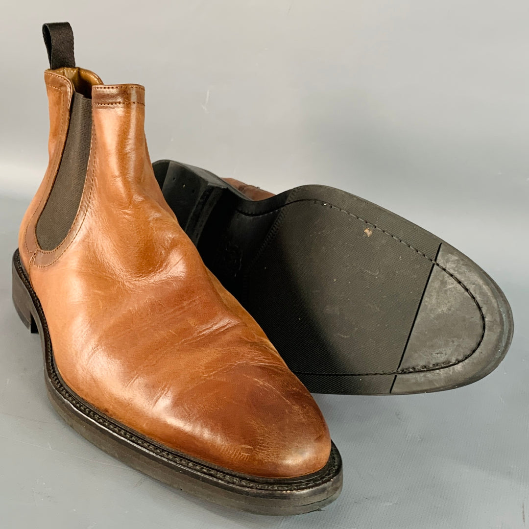 ANTONIO MAURIZI Size 13 Brown Leather Ankle Chelsea Boots