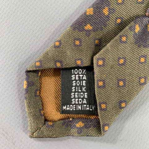 BOGLIOLI Black Olive Green Squares Silk Tie