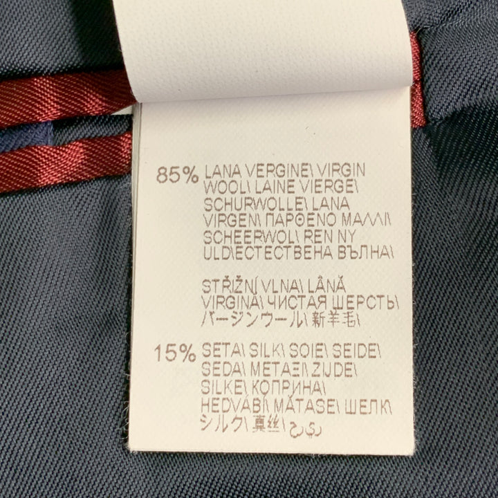 BRUNELLO CUCINELLI Size 44 Navy Blue Two Toned Virgin Wool Silk Tuxedo