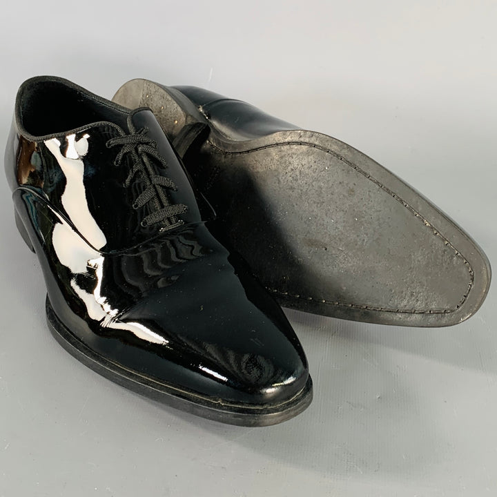 SUITSUPPLY Size 8.5 Black Patent Leather Tuxedo Oxford Lace-Up Shoes