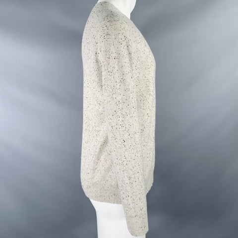THEORY Size M Cream Black Speckled Cashmere Crew Neck Pullover