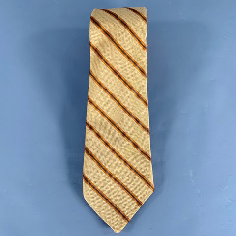OXXFORD CLOTHES Orange Mustard Diagonal Stripe Silk Tie