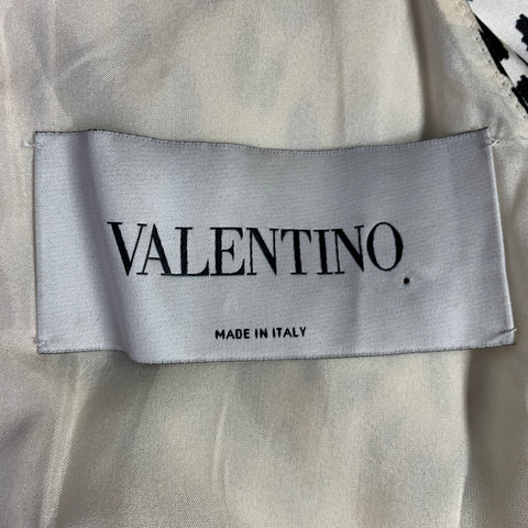 VALENTINO Size S White Black Animal Print Halter Cocktail Dress