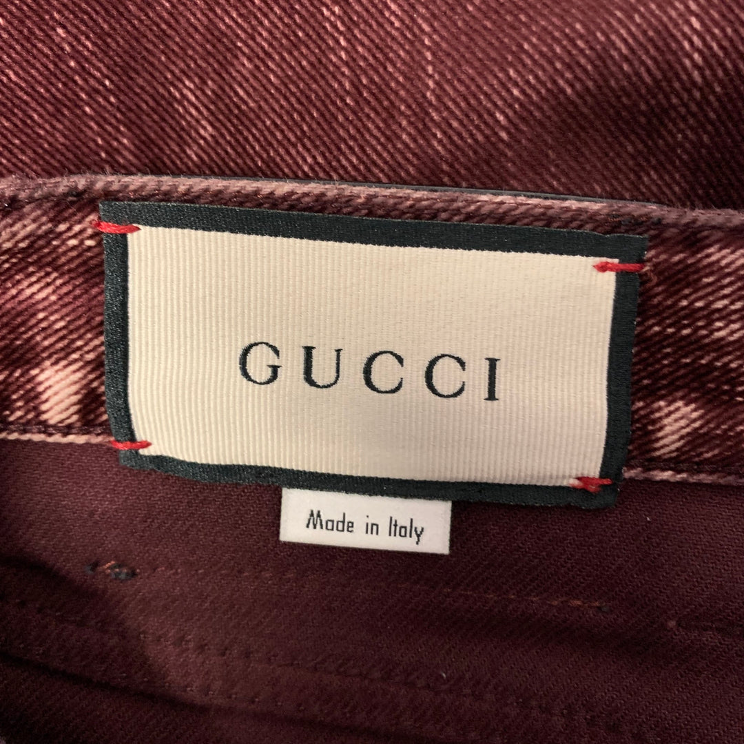 GUCCI Size XS Burgundy Velvet Cotton Flared Denim Jeans