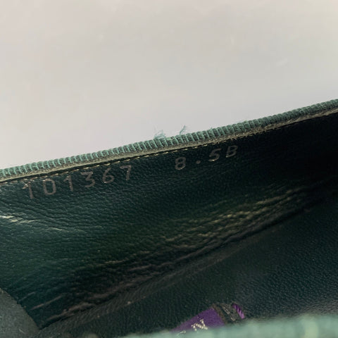 RALPH LAUREN Size 8.5 Green Velvet Monogram Slip On Flats