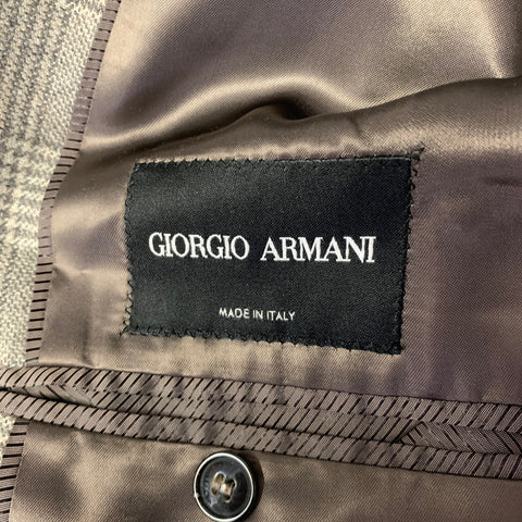 GIORGIO ARMANI Size 44 Grey Beige Glen Check Cashmere Silk Sport Coat