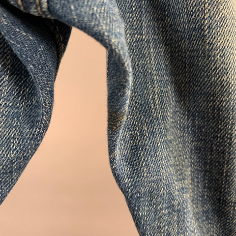 KZO Size 32 Blue Distressed Cotton Straight leg Jeans