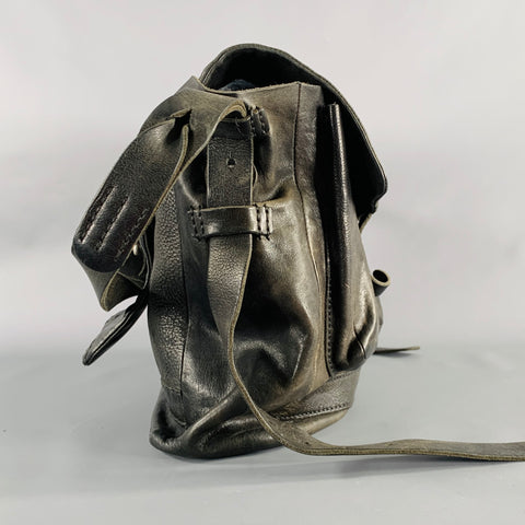 JOHNNY FARAH Black Leather Crossbody Messenger Bag