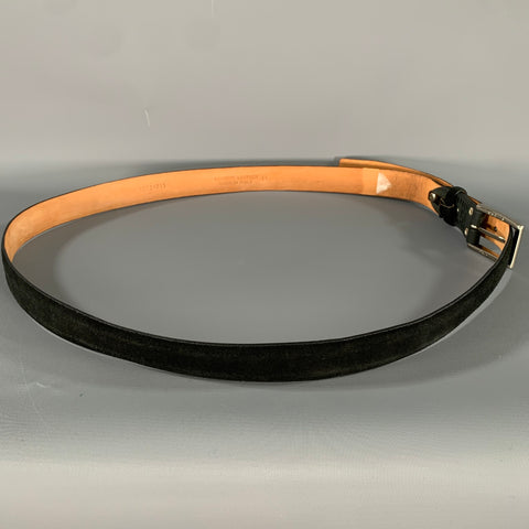 MICHAEL TOSCHI Size 44 Black Suede Leather Belt