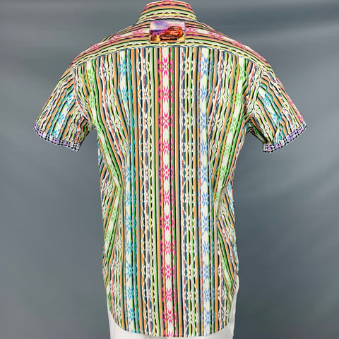 ROBERT GRAHAM Size L Multi Color Stripe Print Cotton Short Sleeve Shirt