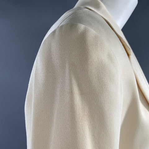 DONNA KARAN Size 8 Cream Wool & Rayon Notch Lapel Jacket Blazer