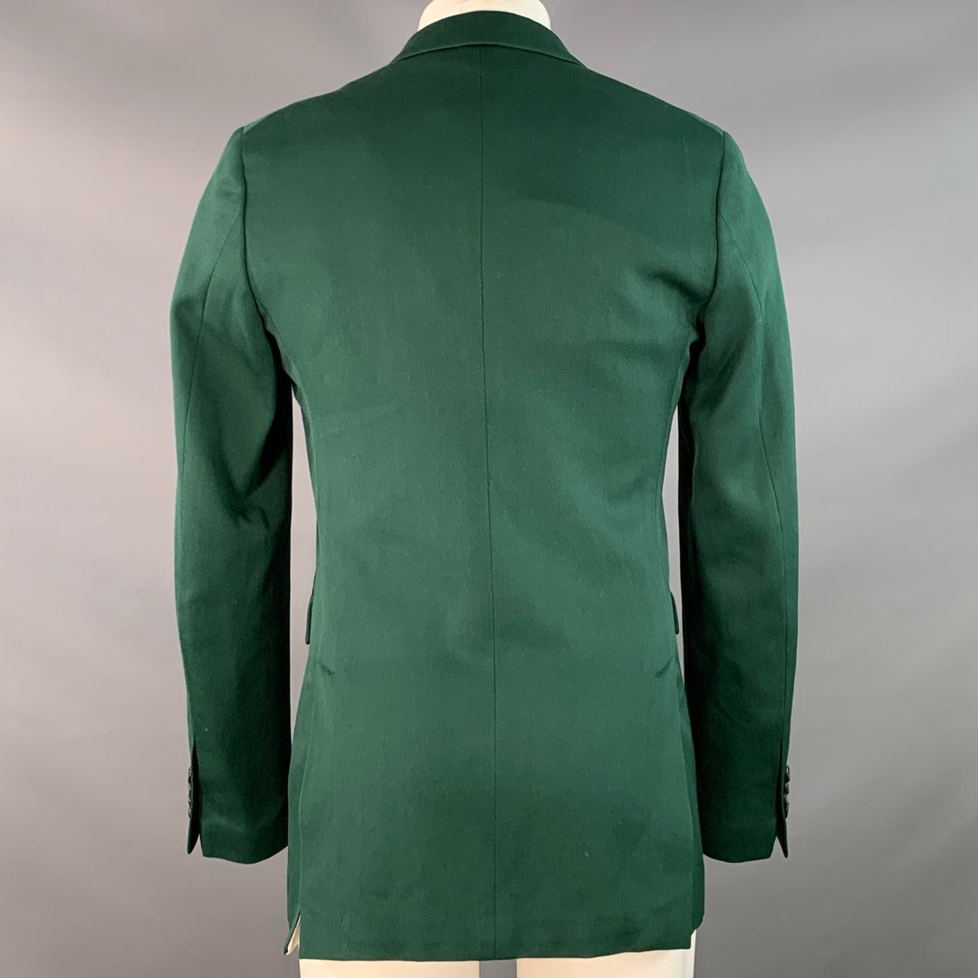 CALVIN KLEIN 205W39NYC Size 36 Green Wool Twill Double Breasted Peak Lapel Sport Coat