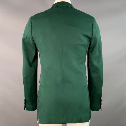 CALVIN KLEIN 205W39NYC Size 36 Green Wool Twill Double Breasted Peak Lapel Sport Coat