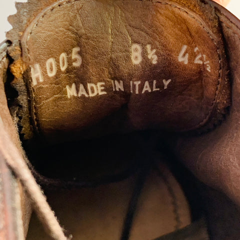 PAUL SMITH Chaussures Richelieu en cuir marron antique, bout golf fleuri, à lacets, taille 44