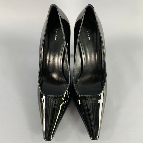 THE ROW Size 7.5 Black Patent Leather Pointed Toe Pumps