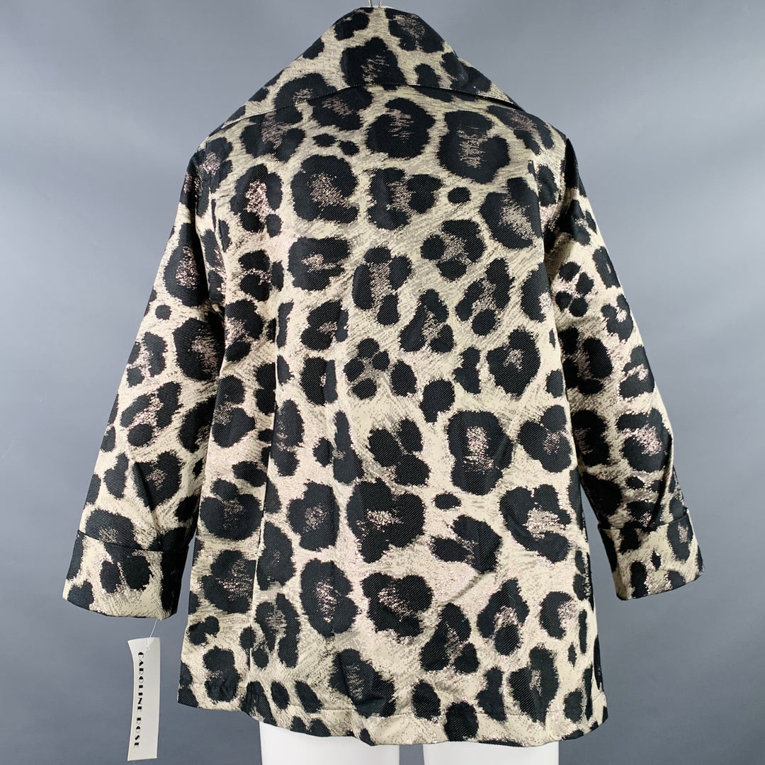 CAROLINE ROSE Size M Black Silver Polyester Blend Animal Print Jacket