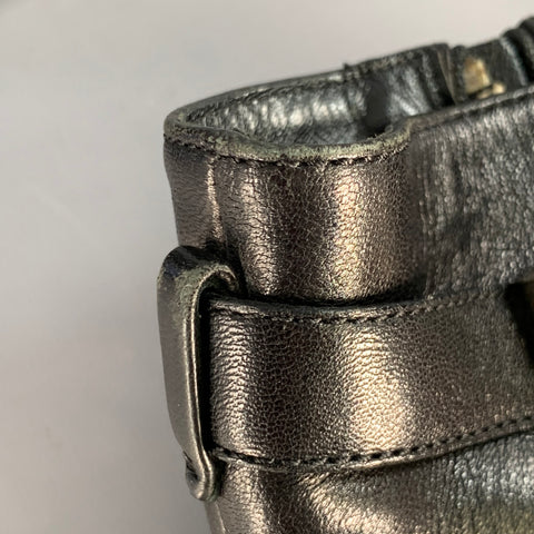 PRADA Size 7 Black Leather Kitten Heel Side Zipper Belted Ankle Boots