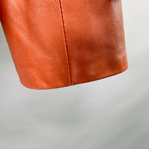BALMAIN Size M Brown Cognac Sheepskin Leather Single Button Jacket