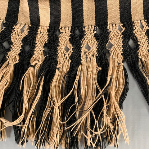 BALTHAZAR Black Taupe Stripe Crochet Scarf