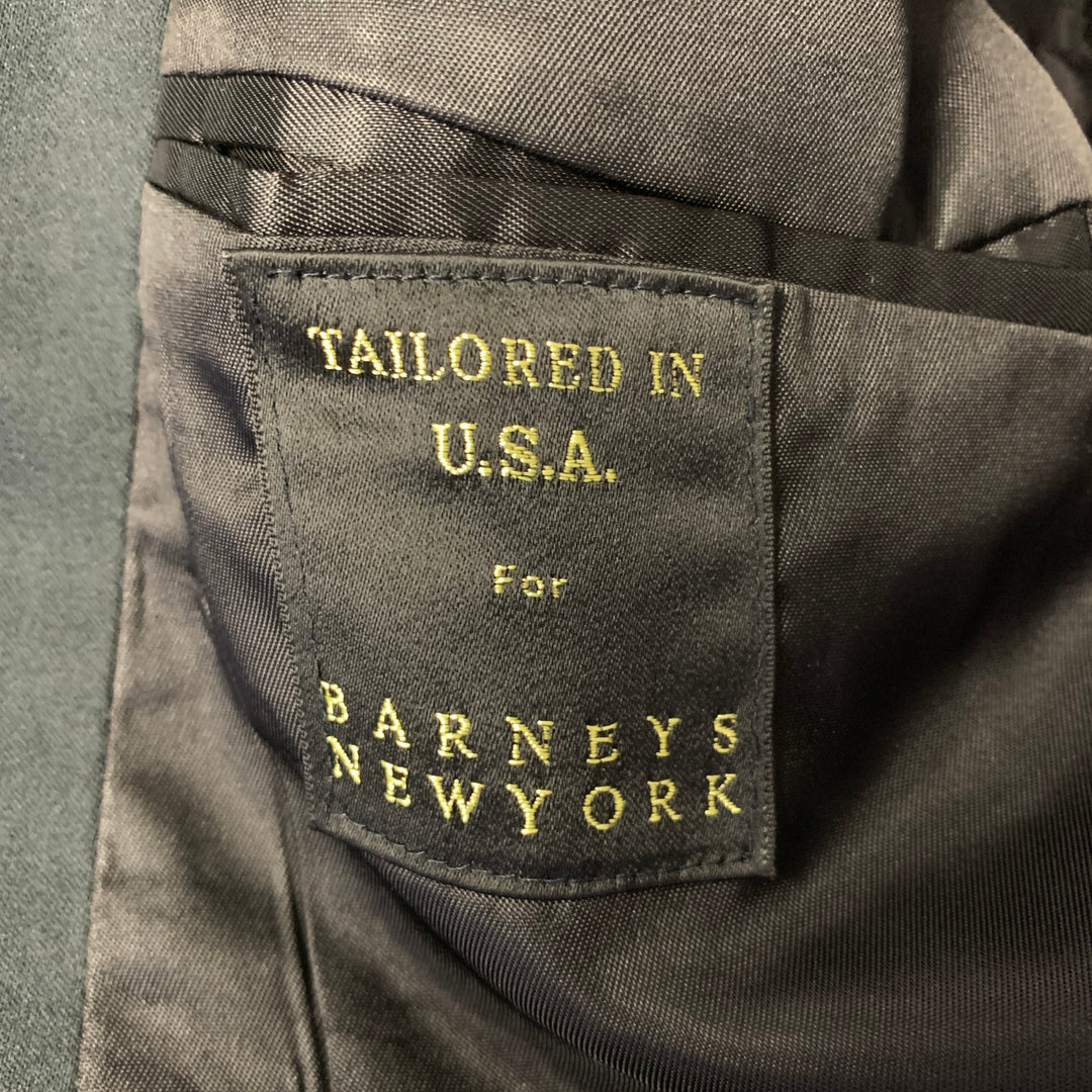 BARNEYS Size 38 Black Wool Notch Lapel Tuxedo