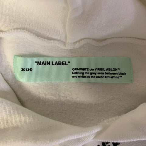 OFF-WHITE Size M Cream Logo Cotton Hoodie Sweatshirt
