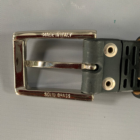 MICHAEL TOSCHI Size 44 Black Suede Leather Belt