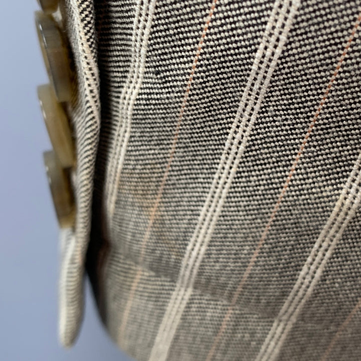 VESTIMENTA Size 42 Taupe White Stripe Cotton Notch Lapel Sport Coat