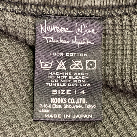 NUMBER (N)INE Size L Green Waffle Knit Cotton Crew Neck T-shirt
