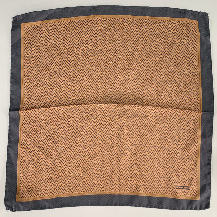 GIORGIO ARMANI Brown Black Zig Zag Pocket Square