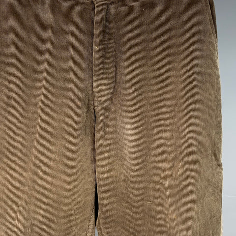 ZEGNA SPORT Pantalon habillé en velours côtelé marron, taille 31, braguette zippée, coton