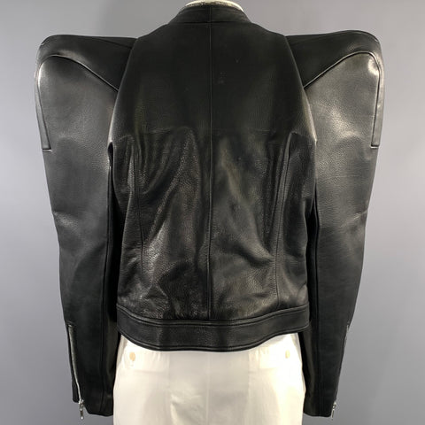 RICK OWENS Size 46 Black Leather Cropped Jacket