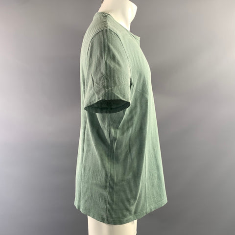 THEORY Size XL Green White Speckled Cotton Scoop Neck T shirt
