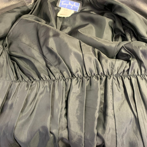 THIERRY MUGLER Size 10 Black Lambskin Leather Zip Up Jacket