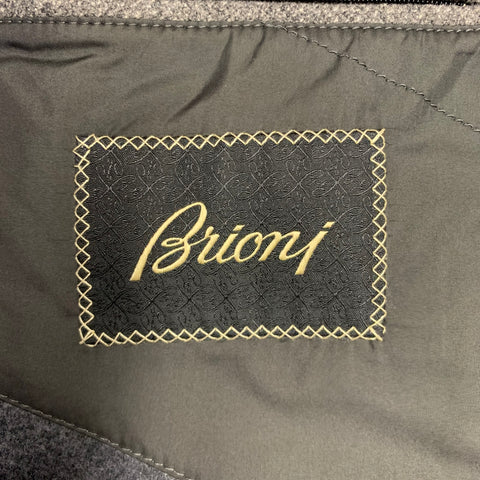 BRIONI Size XXL Grey Wool Double Breasted Coat