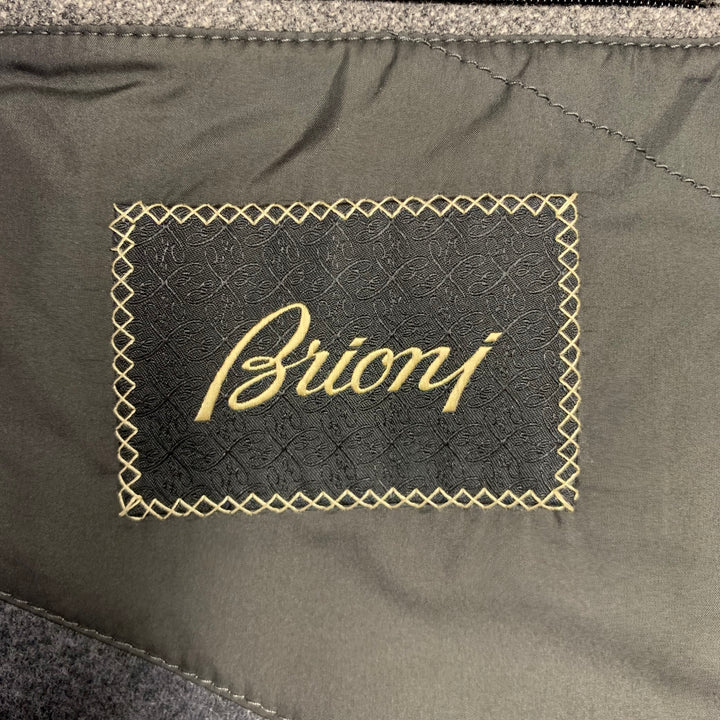 BRIONI Size XXL Grey Solid Wool Double Breasted Coat