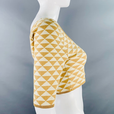 PRADA by RAF SIMONS 2023 Size S Beige Cream Knit Triangle Cropped Pullover