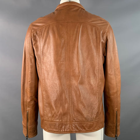 LA MARQUE COLLECTION Size M Camel Leather Zip Up Jacket