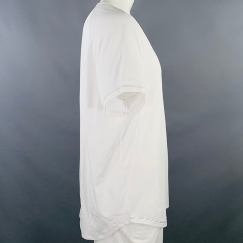 JOHN VARVATOS * U.S.A. Size XXL White Contrast Stitch Cotton Blend T-shirt